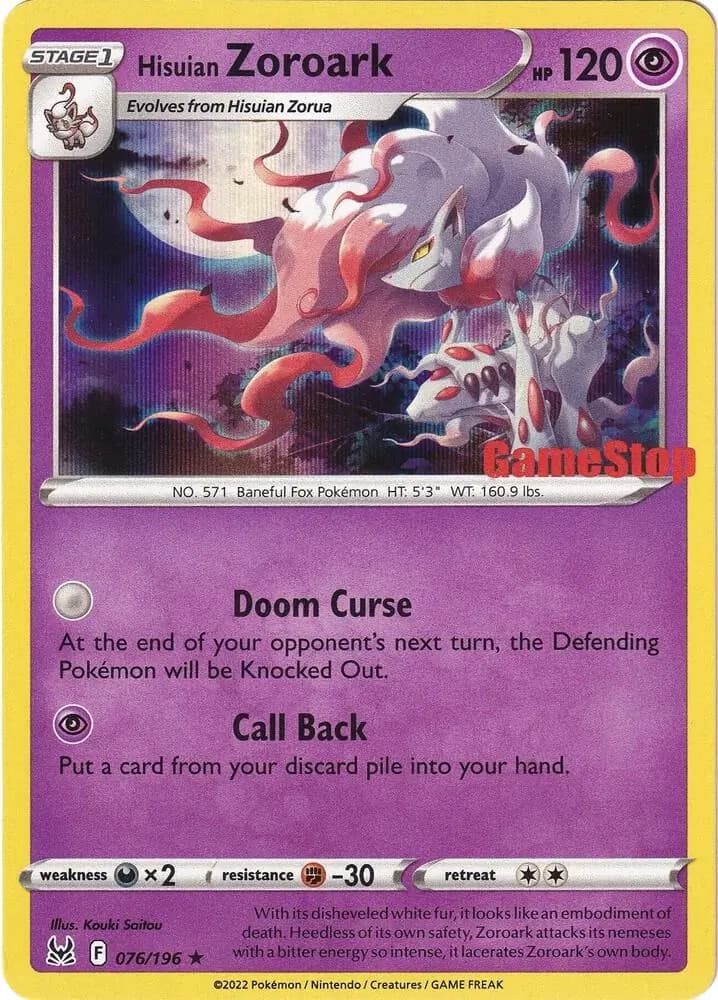 Hisuian Zoroark Gamestop Exclusive 076