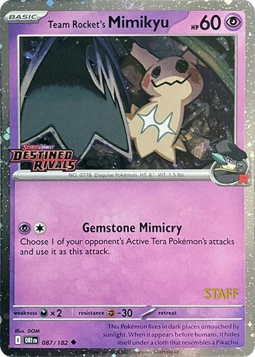 Team Rocket's Mimikyu Prerelease Staff 087 Normal
