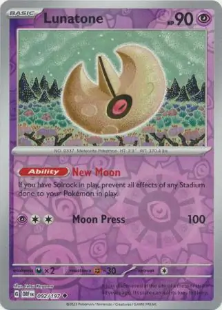 Lunatone Reverse Holo 092