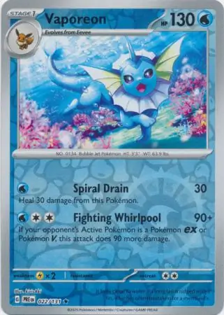 Vaporeon Reverse Holo 022 Normal