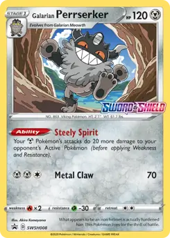 Galarian Perrserker Prerelease SWSH008 Normal