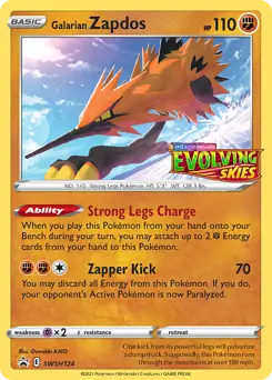 Galarian Zapdos Prerelease SWSH124 Normal