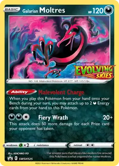 Galarian Moltres Prerelease SWSH125 Normal