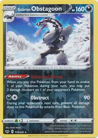 Galarian Obstagoon Reverse Holo 119 Normal
