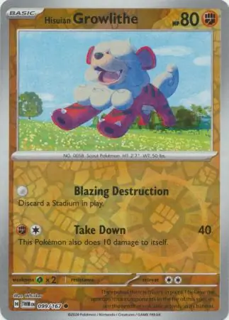 Hisuian Growlithe Reverse Holo 099 Normal