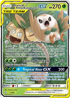 Rowlet & Alolan Exeggutor GX 1 Normal