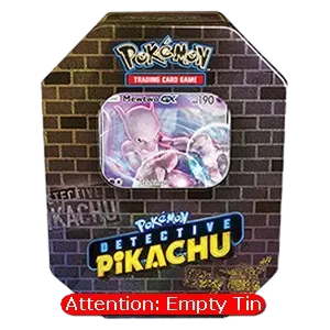 Empty Detective Pikachu Tins: Mewtwo GX Tin